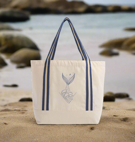 Natural/French Navy Heat Transfer Bag