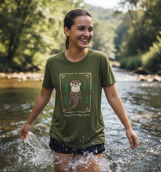 Moss Green Printed T-shirt Front