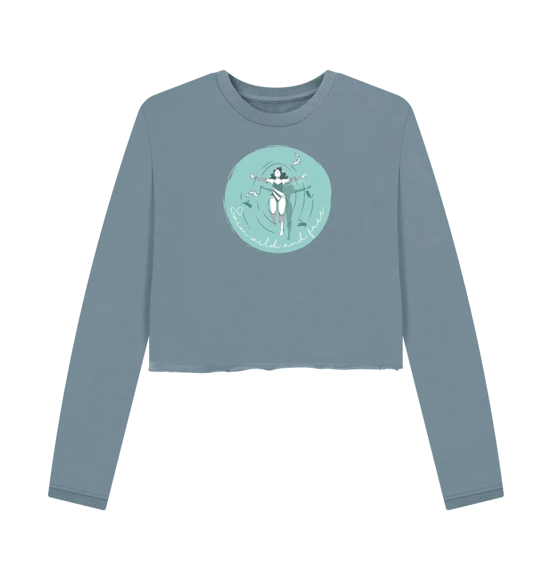 Stone Blue Printed Boxy Jumpers