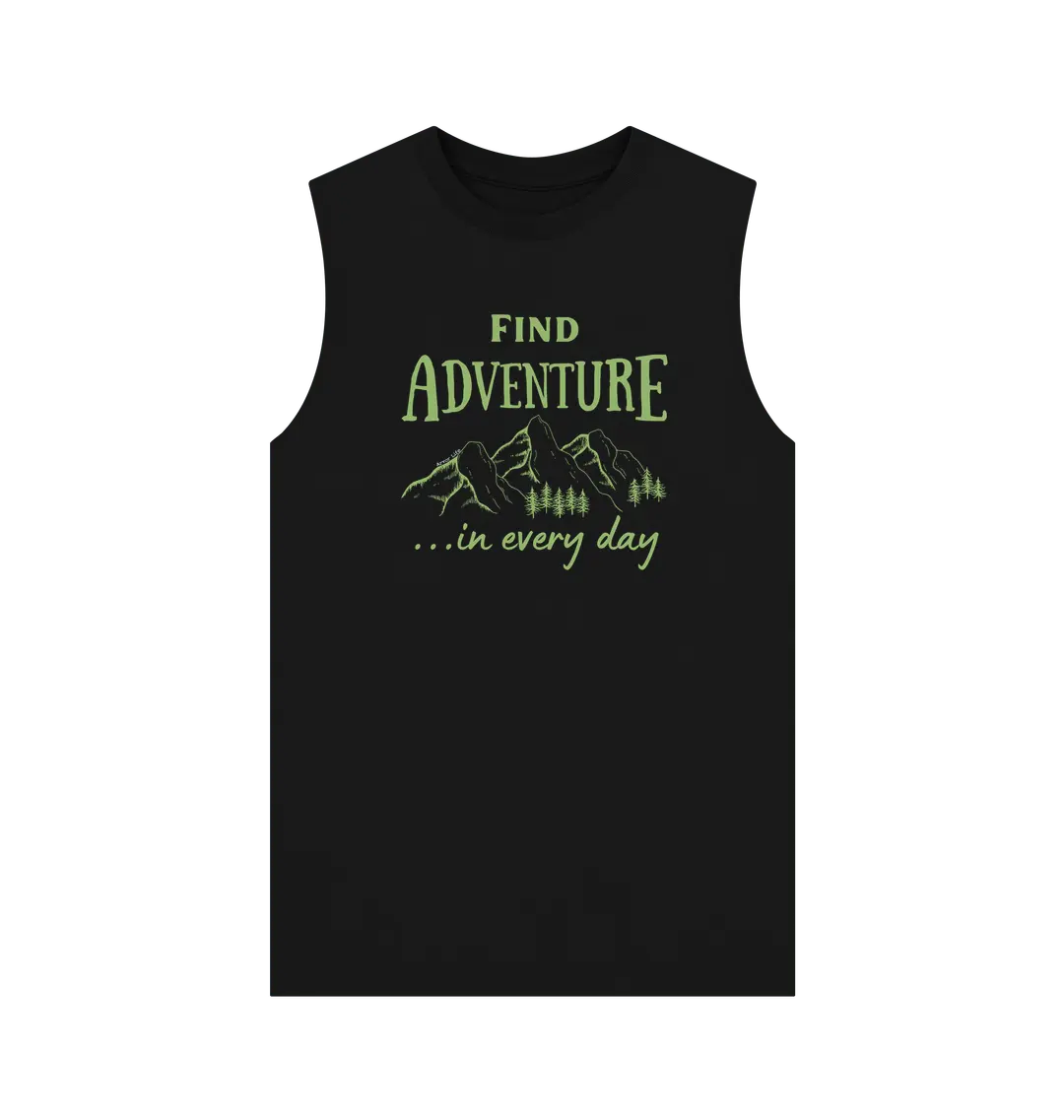 Find Adventure Mountain design men’s vest top eco-friendly clothing