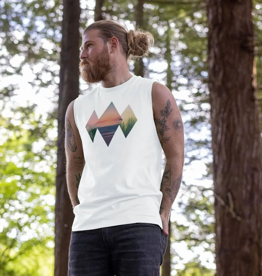 Eco-friendly organic cotton men’s horizons adventure vest top