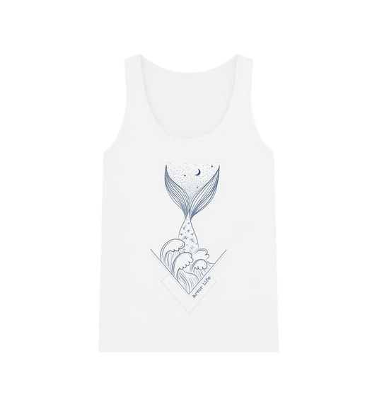 Merfolk slogan women’s eco-friendly tank top for sea lovers with mermaid design