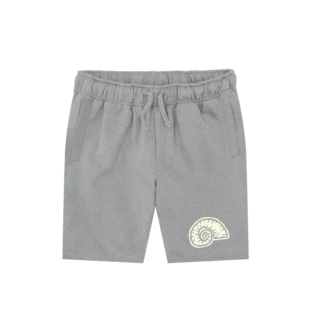 Athletic Grey Printed Mens Shorts Front fossil design for beach lovers