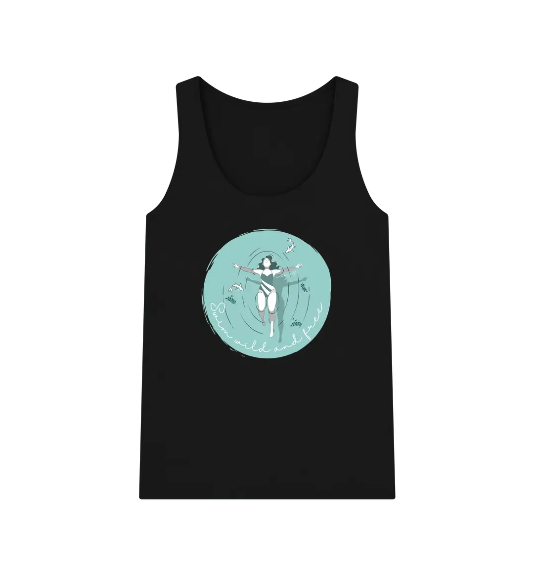 Swim Wild and Free Wild swimming graphic vest top for women eco-friendly
