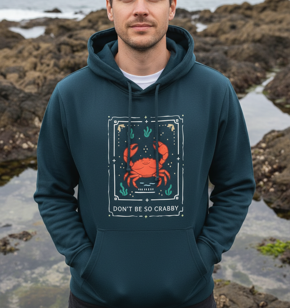 Navy Printed Hoody Front