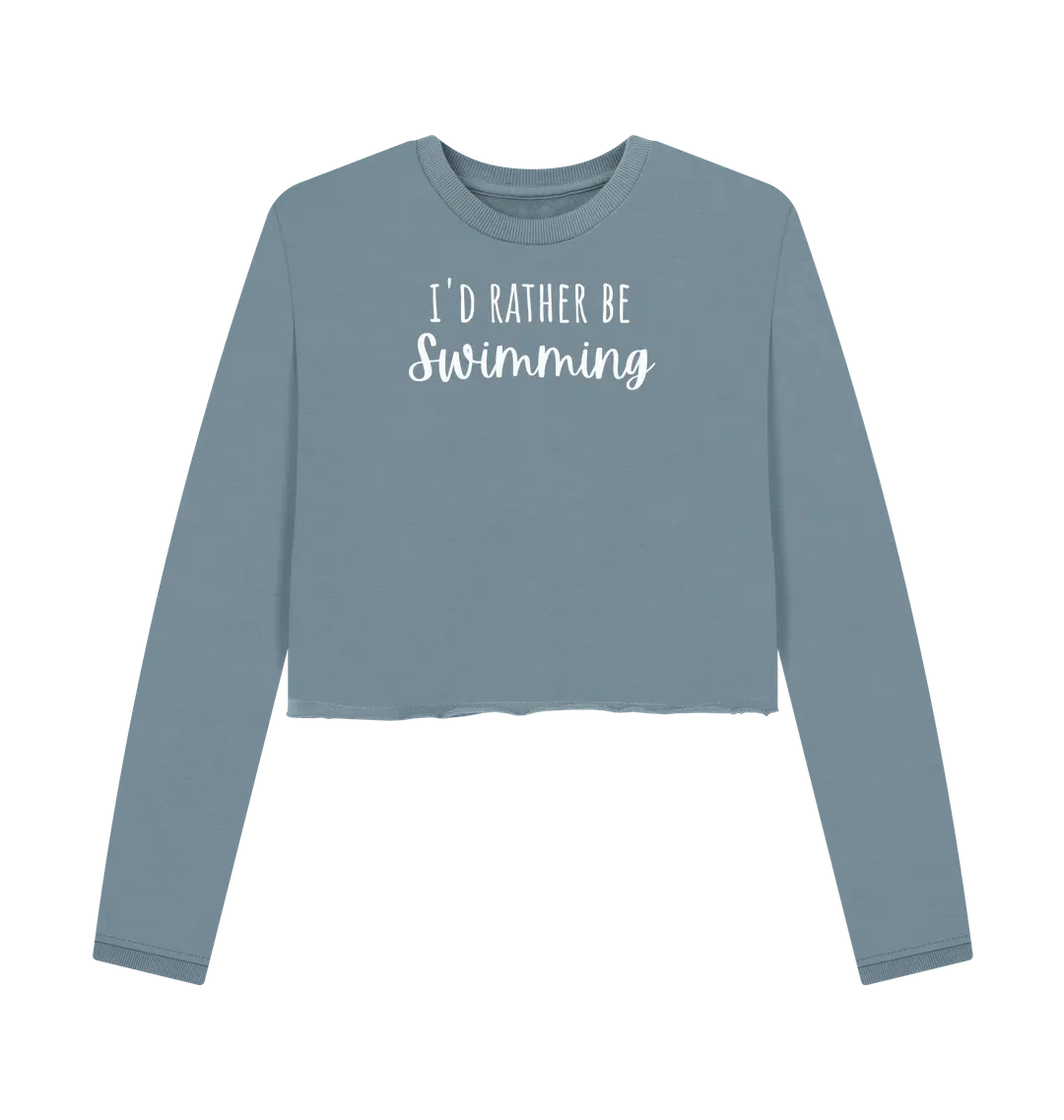 Stone Blue Printed Boxy Jumpers