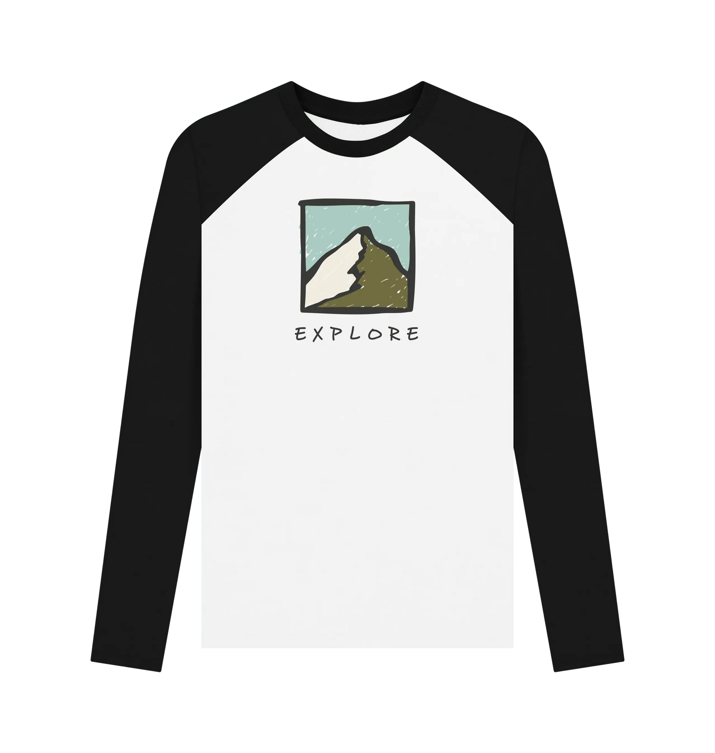 Black-White Printed Baseball T-shirt Front