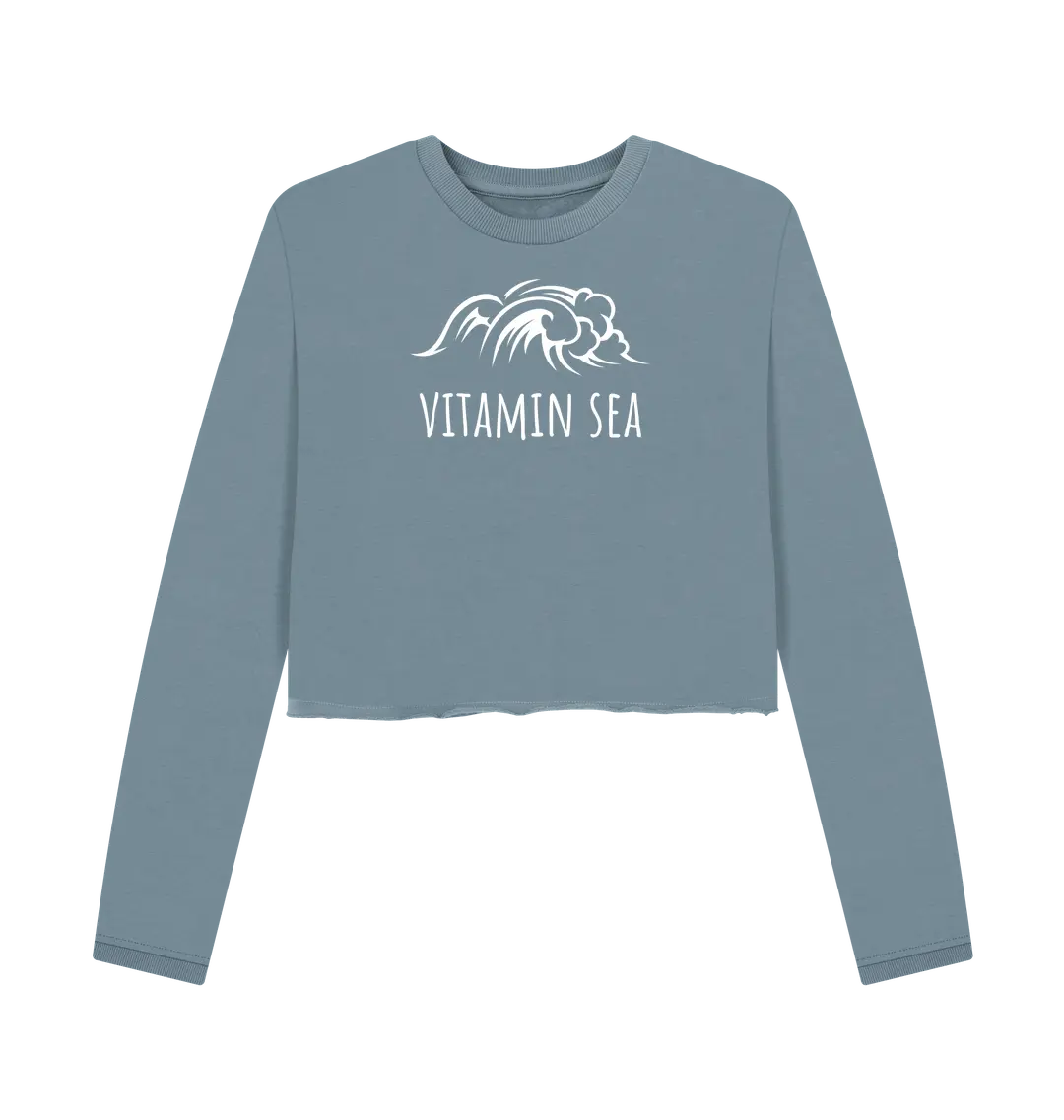 Stone Blue Printed Boxy Jumpers