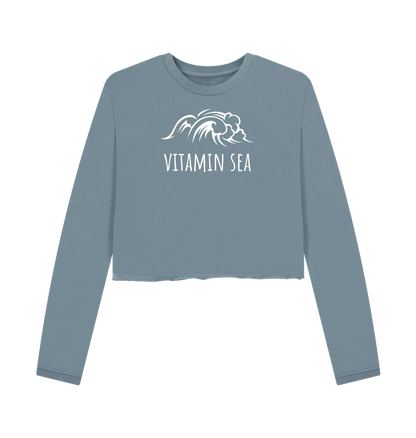 Stone Blue Printed Boxy Jumpers