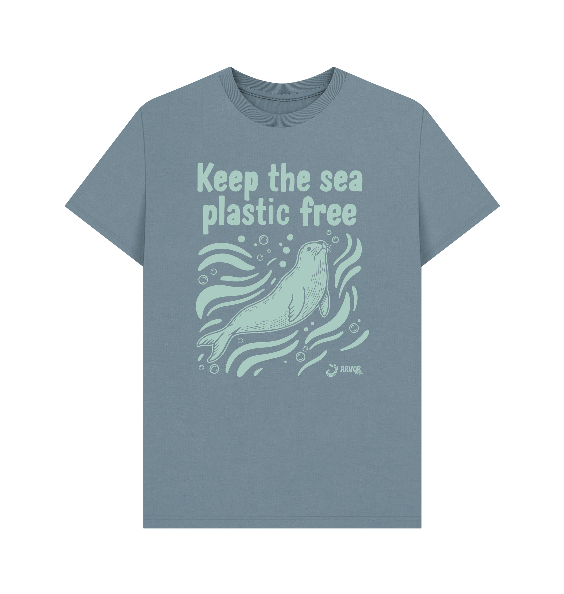 Stone Blue Printed T-shirt Front