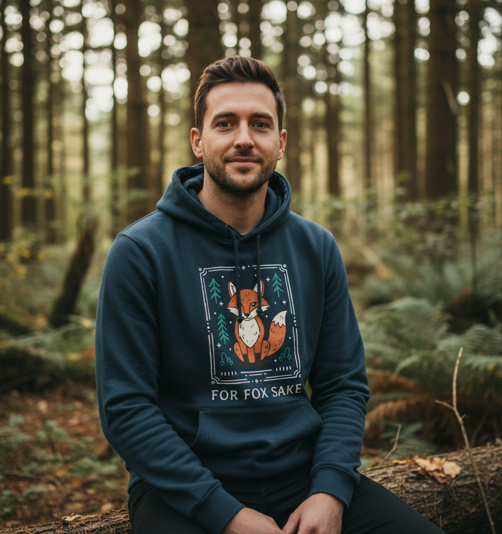 Navy Printed Hoody Front