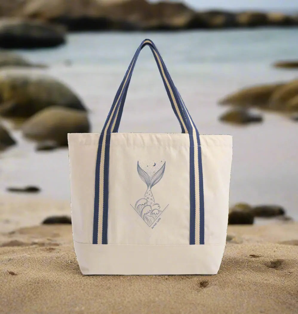Natural/French Navy Heat Transfer Bag