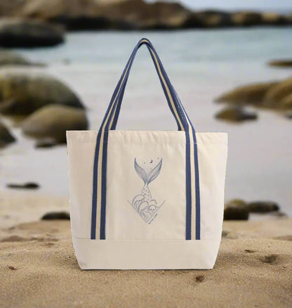 Natural/French Navy Heat Transfer Bag