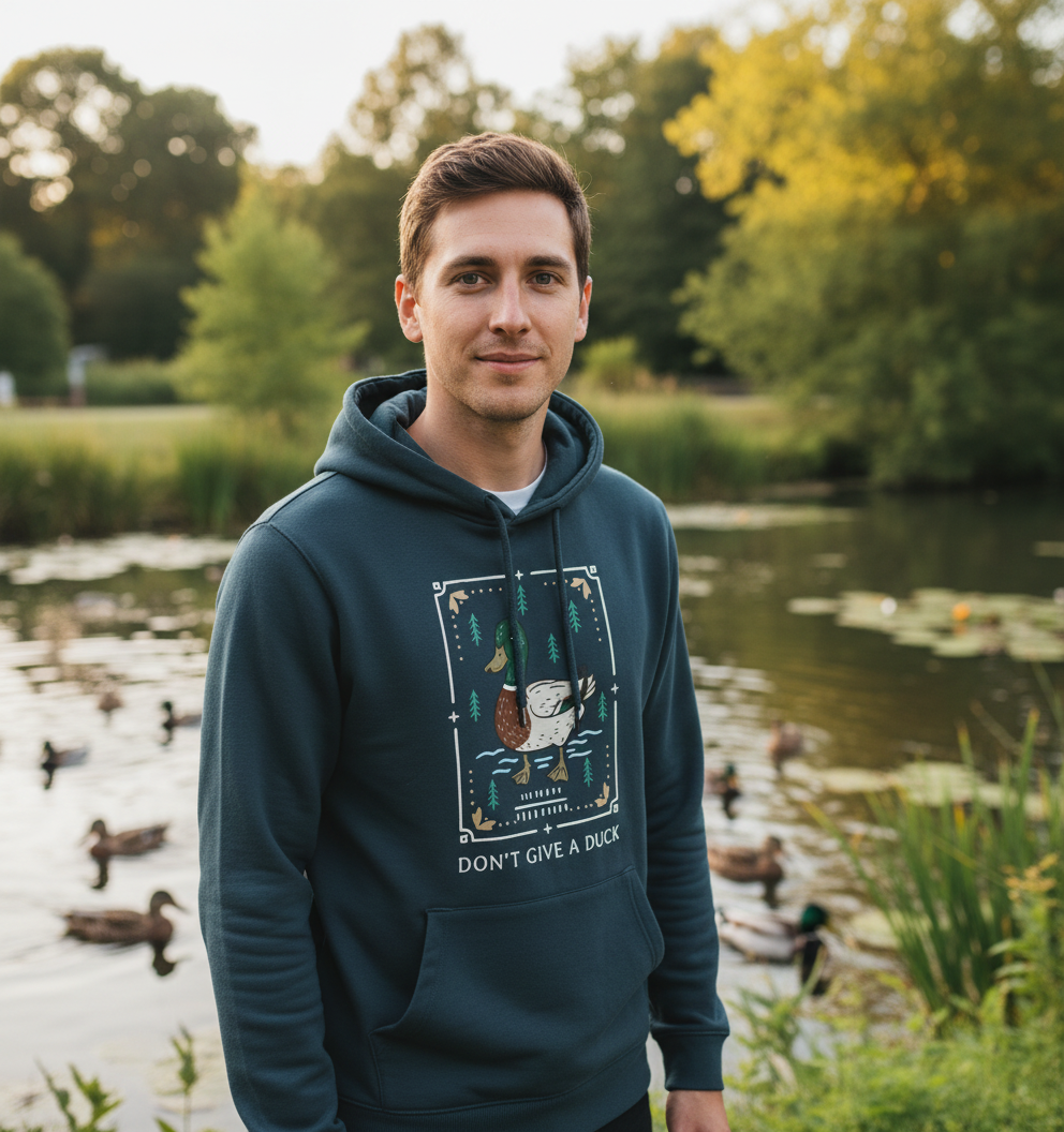 Navy Printed Hoody Front