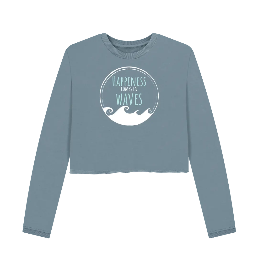 Stone Blue Printed Boxy Jumpers