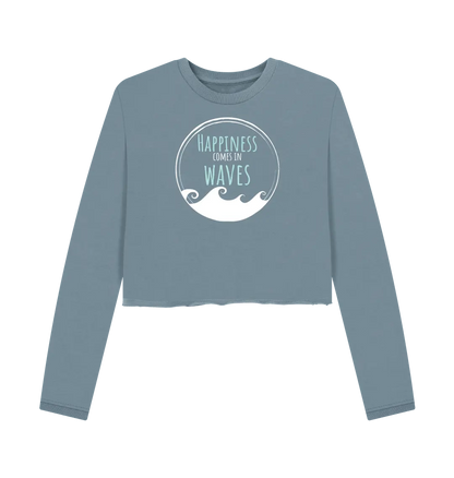 Stone Blue Printed Boxy Jumpers