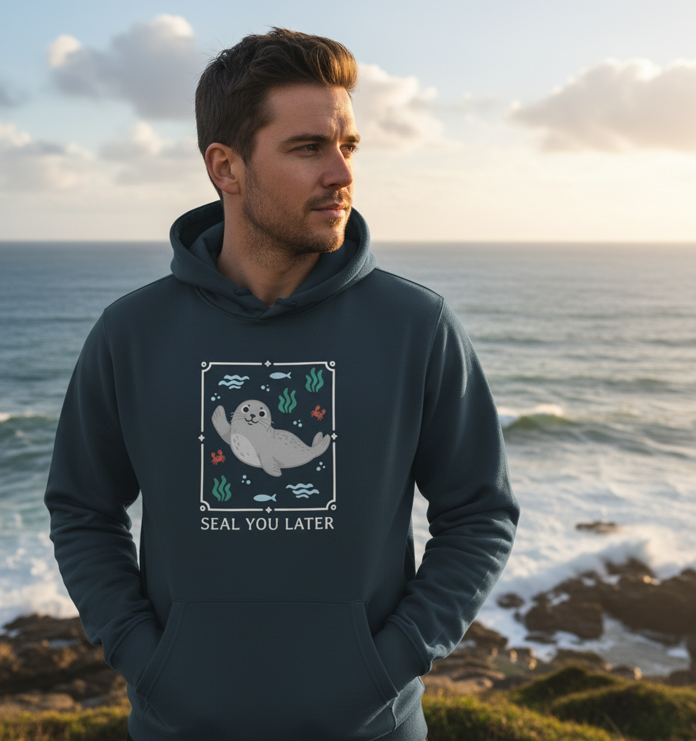 Navy Printed Hoody Front