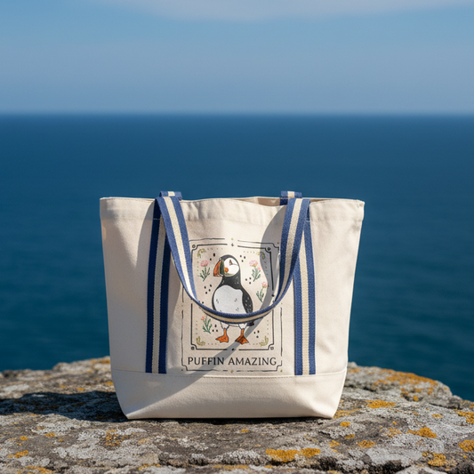 Natural/French Navy Bag Front