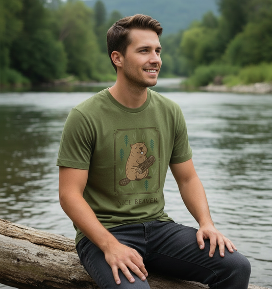 Moss Green Printed T-shirt Front