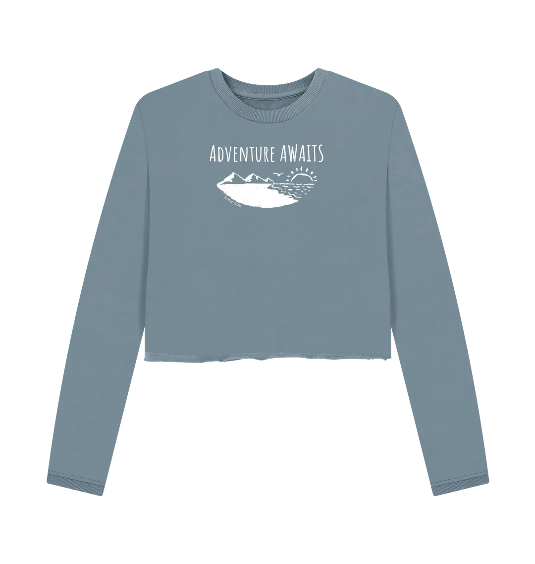 Stone Blue Printed Boxy Jumpers