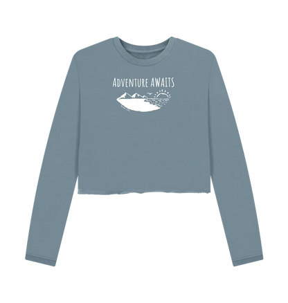 Stone Blue Printed Boxy Jumpers