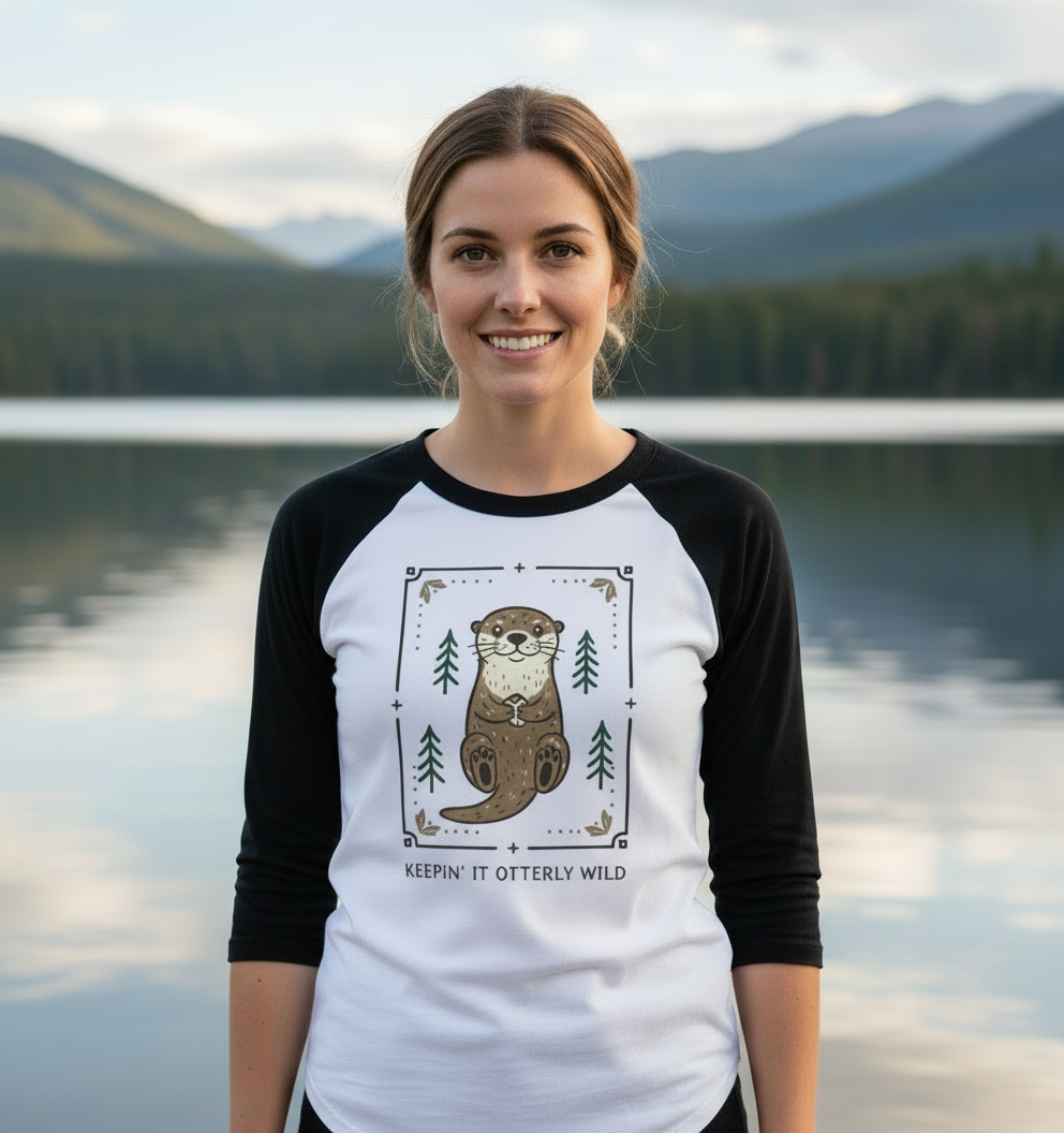 Black-White Printed Baseball T-shirt Front