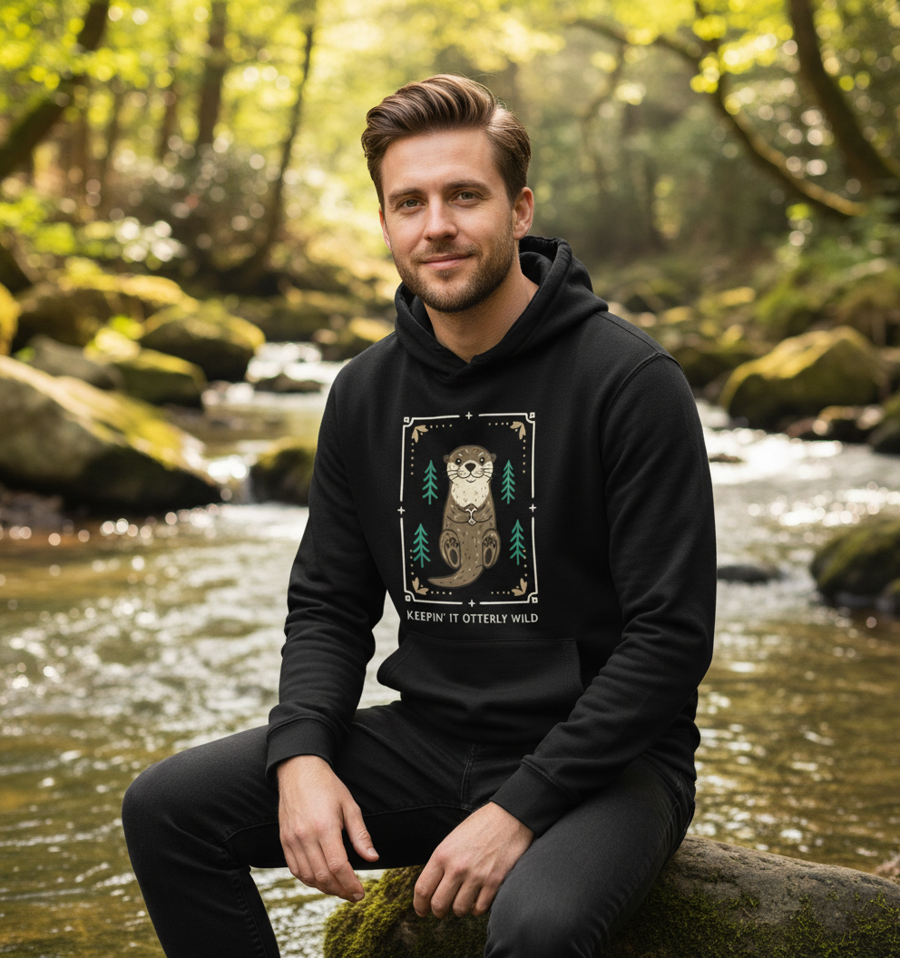 Black Printed Hoody Front