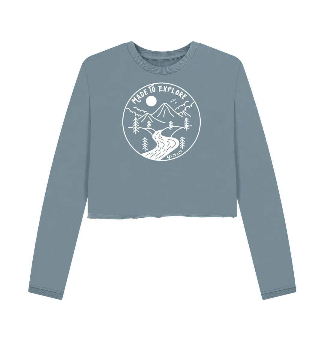 Stone Blue Printed Boxy Jumpers