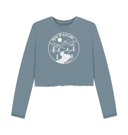 Stone Blue Printed Boxy Jumpers