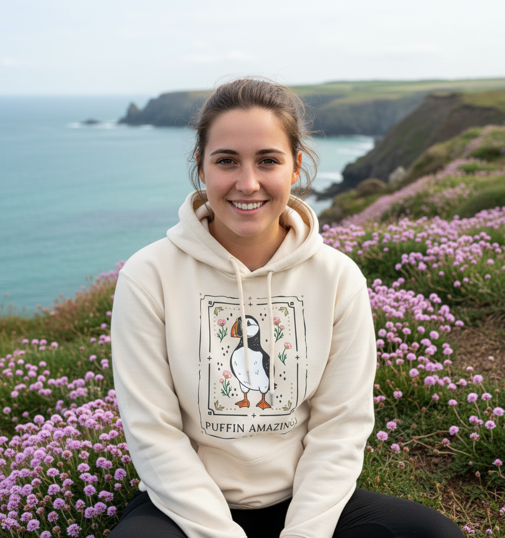 Oat Printed Hoody Front