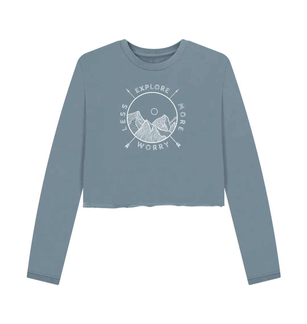 Stone Blue Printed Boxy Jumpers