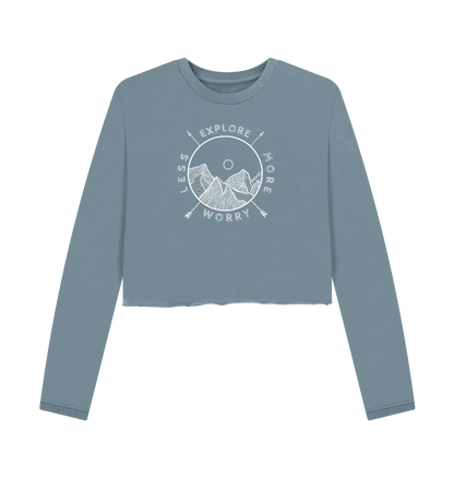 Stone Blue Printed Boxy Jumpers