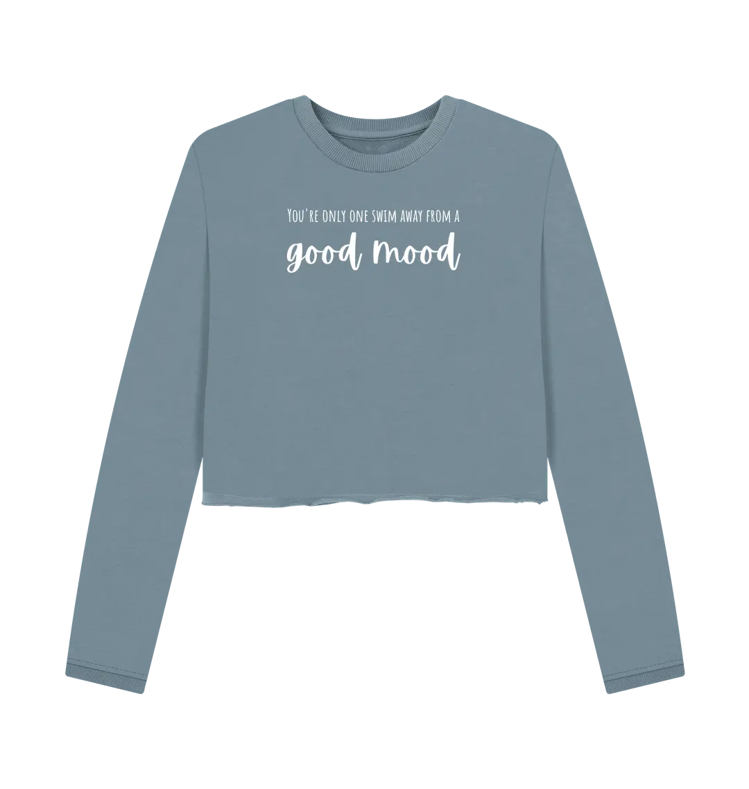 Stone Blue Printed Boxy Jumpers