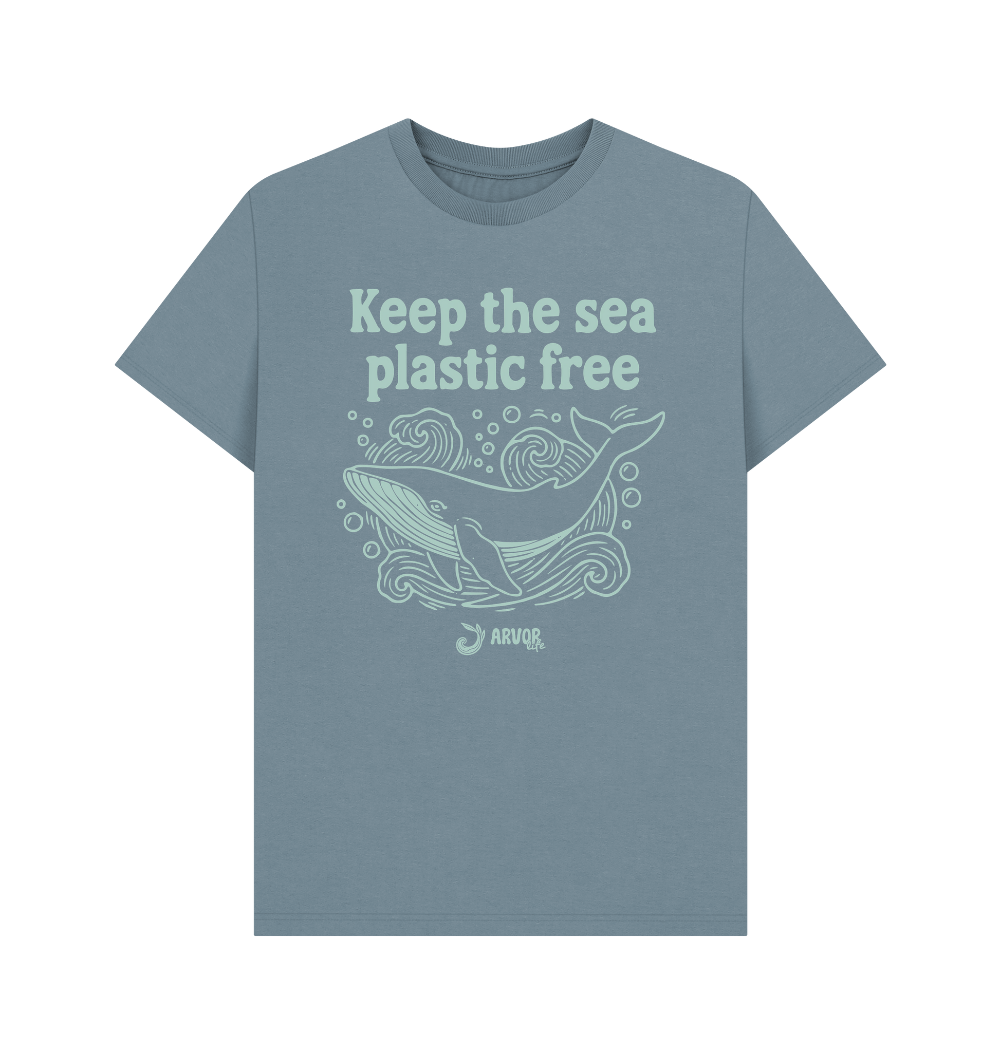 Stone Blue Printed T-shirt Front