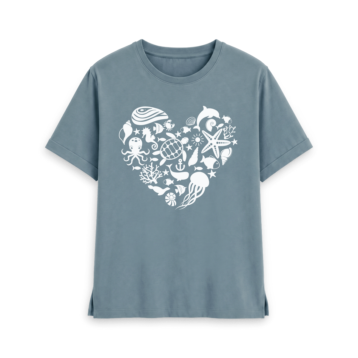 Stone Blue Printed T-shirt Front