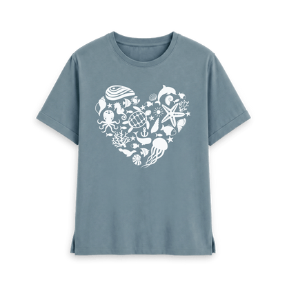 Stone Blue Printed T-shirt Front