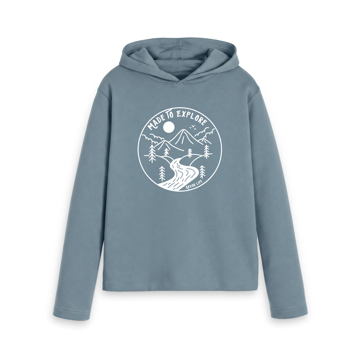 Stone Blue Printed Hoody Front