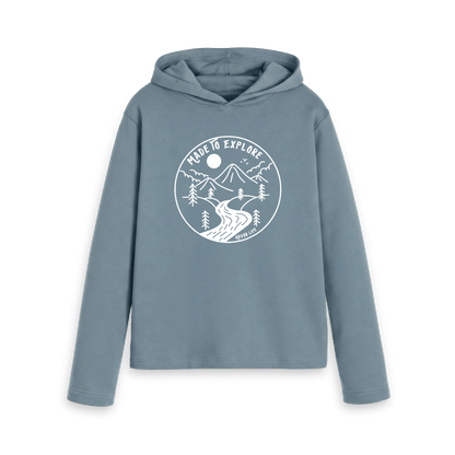 Stone Blue Printed Hoody Front