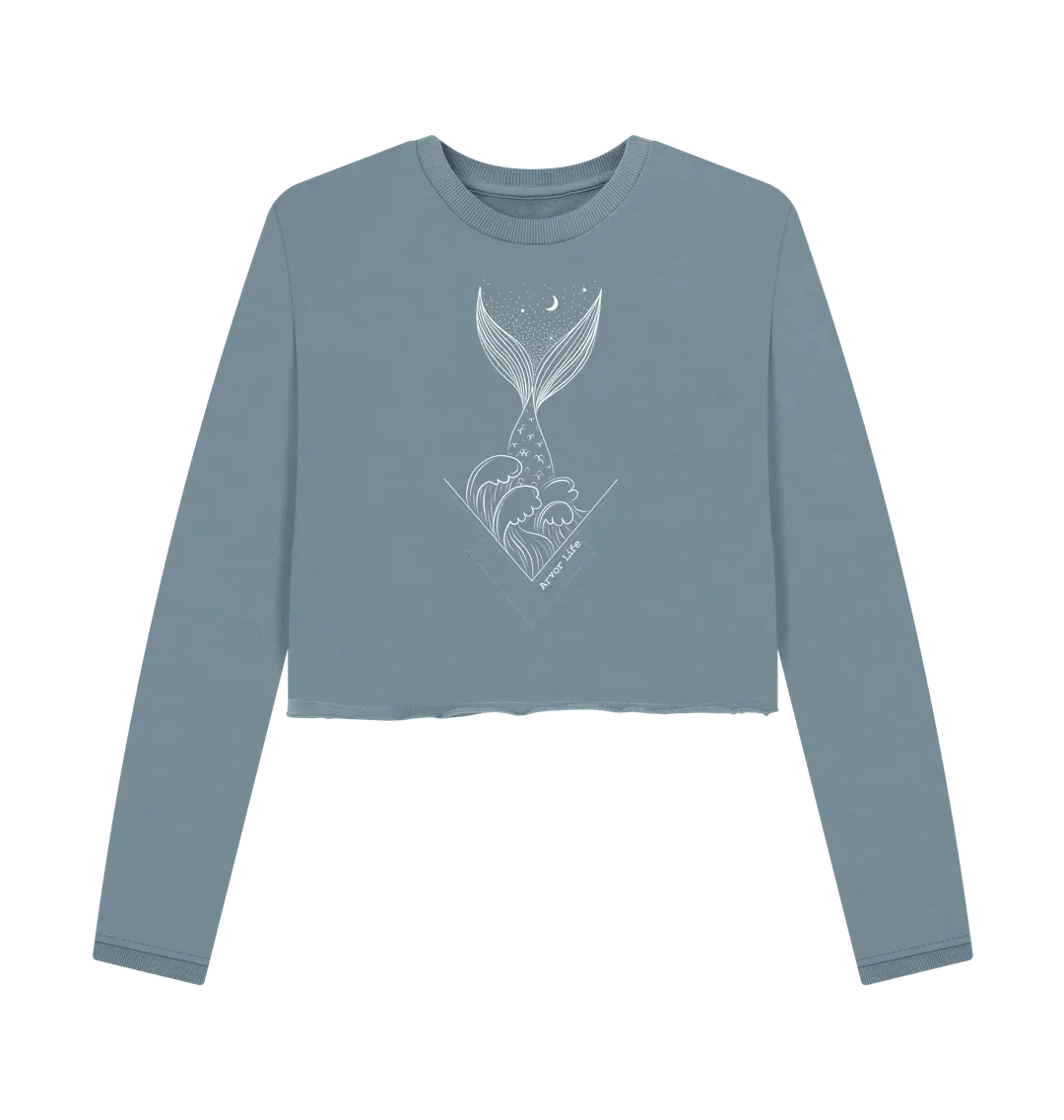 Stone Blue Printed Boxy Jumpers