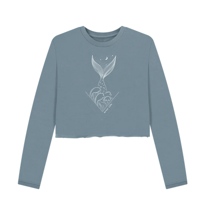 Stone Blue Printed Boxy Jumpers