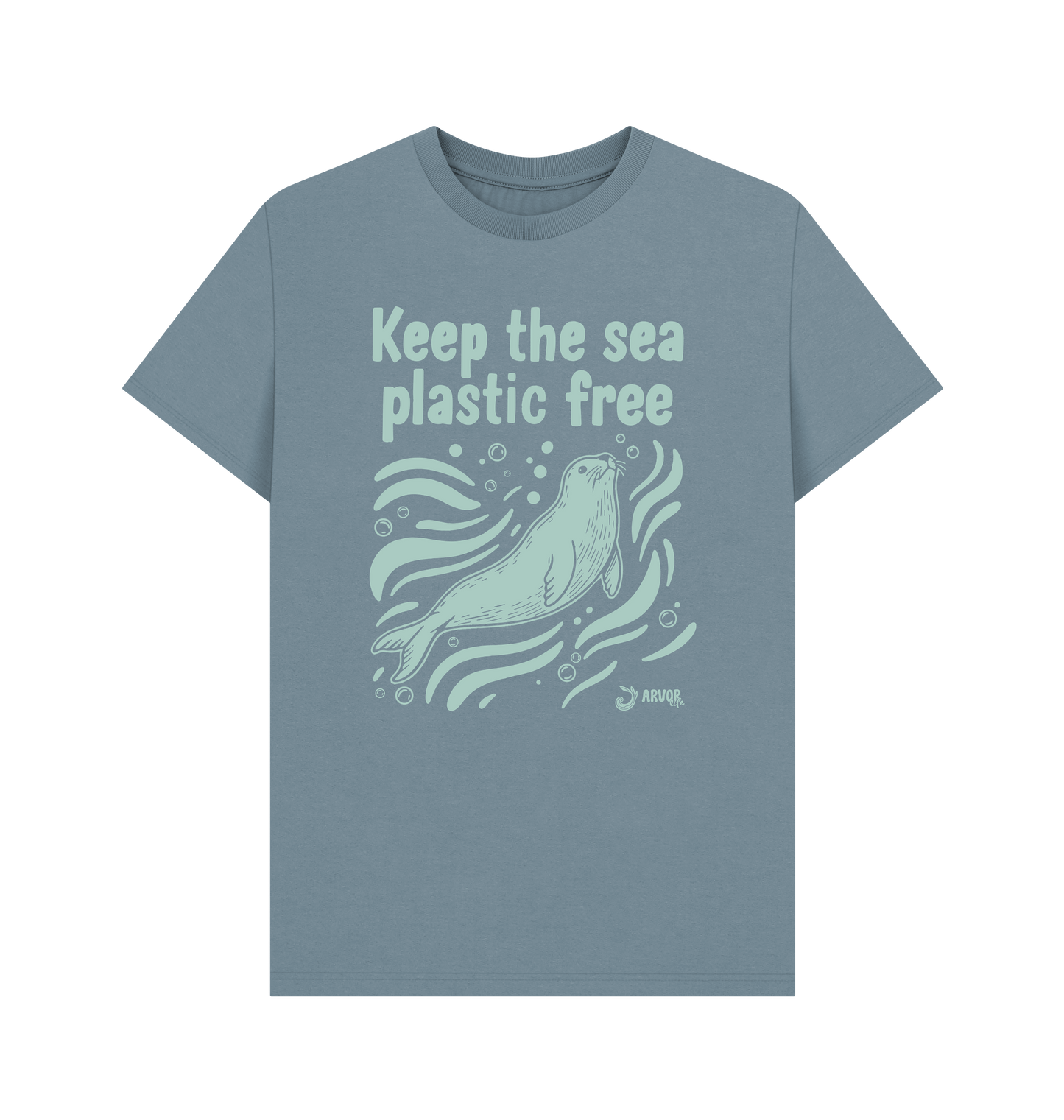 Stone Blue Printed T-shirt Front