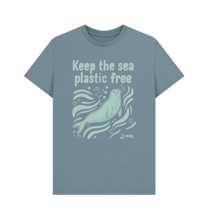 Stone Blue Printed T-shirt Front