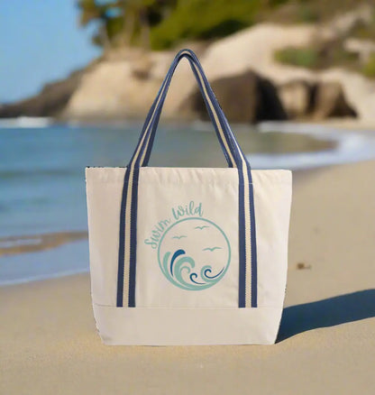 Natural/French Navy Heat Transfer Bag