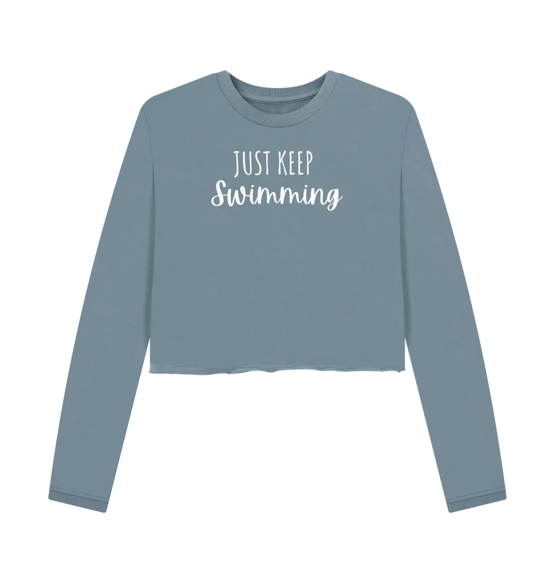 Stone Blue Printed Boxy Jumpers