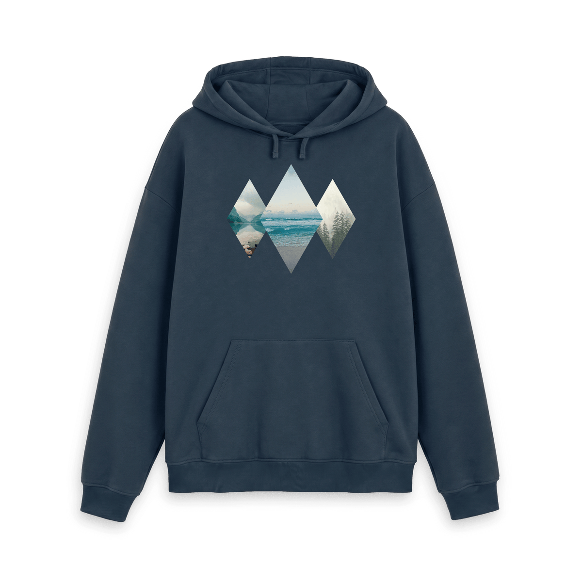 Navy Printed Hoody Front