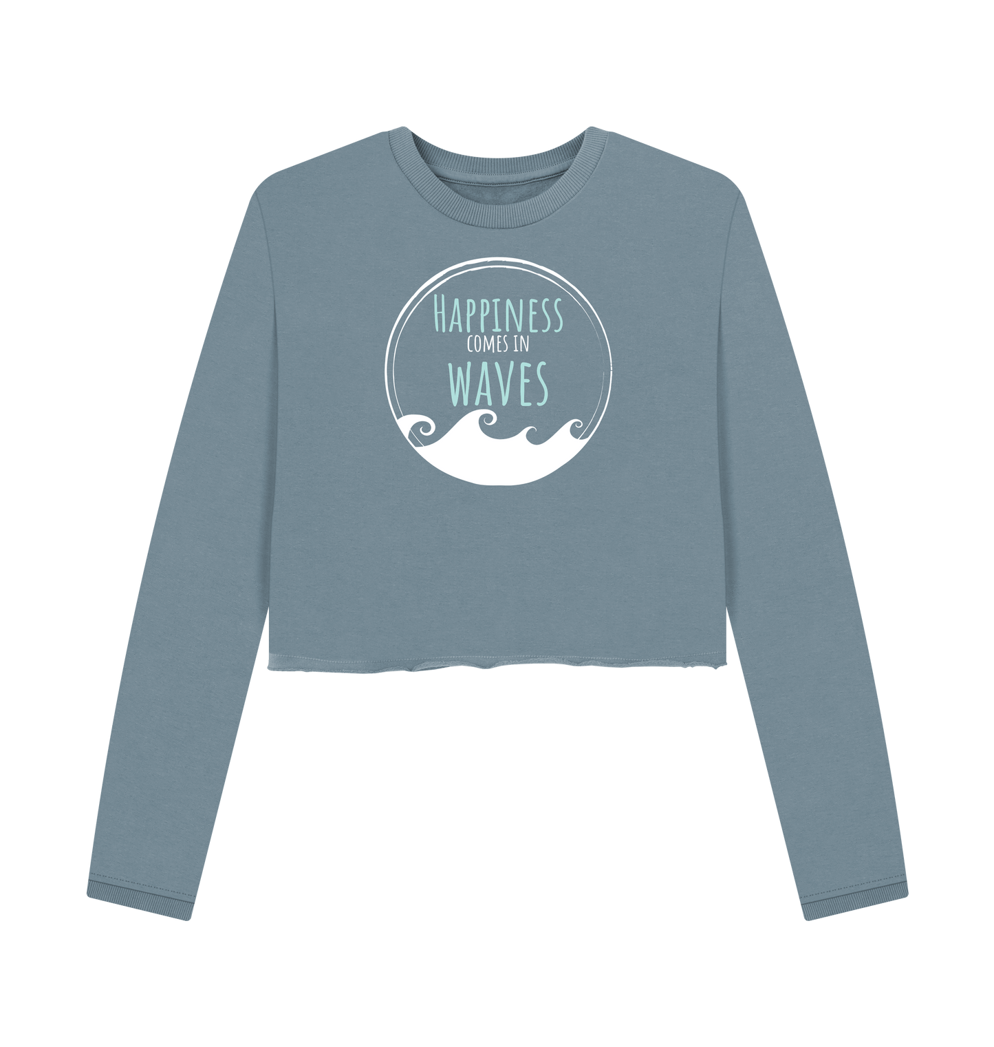 Stone Blue Printed Boxy Jumpers Front