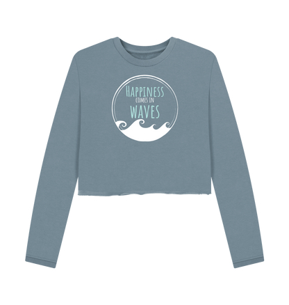 Stone Blue Printed Boxy Jumpers Front