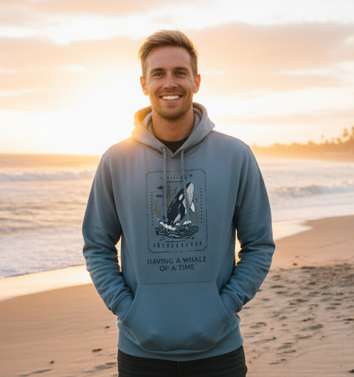 Stone Blue Printed Hoody Front