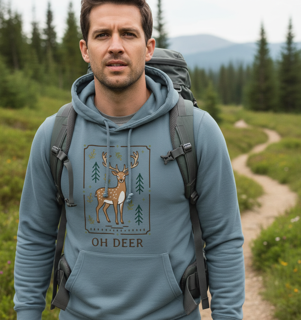 Stone Blue Printed Hoody Front