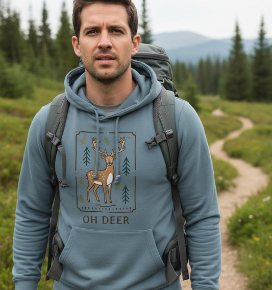 Stone Blue Printed Hoody Front